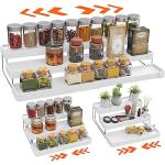 INVOCOO Expandable Spice Rack Organizer for Cabinet - 3 Tier Adjustable Cabinet Spice Organizer Easy Visibility - Spice Organizer for Cabinet Countertop Cupboard Pantry Organization (White)
