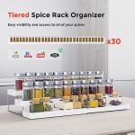 INVOCOO Expandable Spice Rack Organizer for Cabinet - 3 Tier Adjustable Cabinet Spice Organizer Easy Visibility - Spice Organizer for Cabinet Countertop Cupboard Pantry Organization (White)