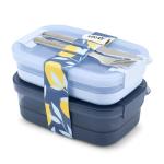 Ello 2-Pack Lunch Stack Plastic Food Storage Container Bento Box with Airtight, Leak-Proof Locking Plastic Lids and Silicone Base, BPA-Free, Freezer, Microwave, and Dishwasher Safe, Blueberry