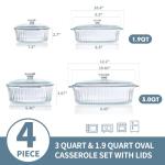 M MCIRCO 4-Piece Glass Casserole Baking Dish, Set of 2 Casseroles With Glass Lids, 1.9 Qt and 3 Qt