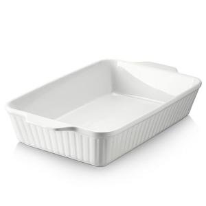 DOWAN Casserole Dish, 9x13 Ceramic Baking Dish, Large Lasagna Pan Deep for Oven, 4.2 Quarts Baking Pan with Handles, Oven Safe and Durable Bakeware for Lasagna, Home Decor, Wedding Gift, Soft White