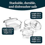 Libbey Baker's Basics 3-Piece Glass Casserole Dishes with Glass Covers, Stackable Casserole Dishes for Oven, Microwave, Refrigerator, Versatile Baking Dish Set
