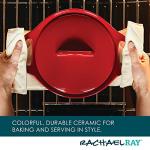Rachael Ray Solid Glaze Ceramics Casserole Bakers/Baking Dish with Shared Lid Set, 3 Piece, Red