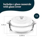 Libbey Round Casserole Dish with Lid, Elegant Glass Bakeware with Lids Stackable, Round Casserole Dishes for Oven, Refrigerator, Microwave, and More