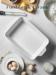 DOWAN Casserole Dish, 9x13 Ceramic Baking Dish, Large Lasagna Pan Deep for Oven, 4.2 Quarts Baking Pan with Handles, Oven Safe and Durable Bakeware for Lasagna, Home Decor, Wedding Gift, Soft White