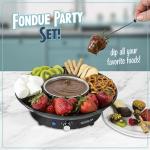 Nostalgia Electric Fondue Party Set – 10 oz Melting Pot, 4 Roasting Forks, & Detachable Serving Tray – Melted Cheese, Chocolate, or Dessert – Perfect for Gifts, Parties, Date Night – Black