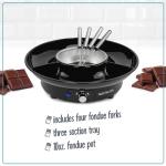 Nostalgia Electric Fondue Party Set – 10 oz Melting Pot, 4 Roasting Forks, & Detachable Serving Tray – Melted Cheese, Chocolate, or Dessert – Perfect for Gifts, Parties, Date Night – Black