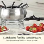 Cuisinart Fondue Pot Set, 3-Quart Stainless Steel Electric Fondue Pot for Chocolate, Cheese, Broth, and Oil, Includes 8 Forks, Temperature Control, Nonstick Interior, Dishwasher Safe, CFO-3SSNAS