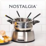Nostalgia 6-Cup Electric Fondue Pot Set for Cheese & Chocolate - 6 Color-Coded Forks, Temperature Control - Stainless Steel Kitchen Gadgets and Appliances for Hors d'Oeuvres and More - Stainless Steel