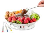Nostalgia Electric Fondue Party Set – 10 oz Melting Pot, 4 Roasting Forks, & Detachable Serving Tray – Melted Cheese, Chocolate, or Dessert – Perfect for Gifts, Parties, Date Night – Stainless Steel