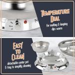 Nostalgia Electric Fondue Party Set – 10 oz Melting Pot, 4 Roasting Forks, & Detachable Serving Tray – Melted Cheese, Chocolate, or Dessert – Perfect for Gifts, Parties, Date Night – Stainless Steel
