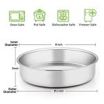 E-far 8 Inch Cake Pan Set of 3, Stainless Steel Round Layer Cake Baking Pans, Non-Toxic & Healthy, Mirror Finish & Dishwasher Safe