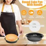 tutikuki 8" Round Cake Pan, 3PCS Nonstick Cake Pans with 100 PCS Parchment Paper, Carbon Steel Cake Baking Pans with Handle, Dishwasher Safe