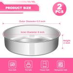 EWFEN 8 Inch Cake Pan Set of 2, Stainless Steel Round Layer Cake Baking Pans Tins, Non-Toxic & Healthy, Leak-proof & Easy Clean & Dishwasher Safe