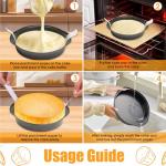 tutikuki 8" Round Cake Pan, 3PCS Nonstick Cake Pans with 100 PCS Parchment Paper, Carbon Steel Cake Baking Pans with Handle, Dishwasher Safe