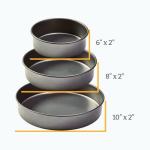 Chicago Metallic Professional 3-Piece Round Cake Pan Set of 6, 8, 10 inch Premium Nonstick Bakeware, Heavy-Weight Carbon Steel for Even Baking, Perfect for Layer Cakes