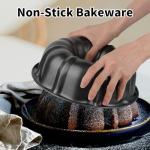 Novery 9.5" Non-stick Cake Pan, Heavy Duty Carbon Steel Fluted Tube Round Baking Pan,Buntz Pound Cake Pan Mold,Tube Bakeware,Baking Mold for Jello,Gelatin,Chocoflan,Flan