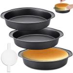 Gymdin 8 Inch Cake Pan - 3PCS Carbon Steel Round Cake Pans with 100 Pieces Parchment Paper, Non-stick & Easy Demolding, Non-toxic & Healthy
