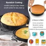 8 Inch Cake Pan, Nonstick 4 Pack Round Cake Pans with 100PCS Pre-cut Parchment Paper for Birthday Christmas, Durable Circle Cake Pan Sets with Handle for Baking Multi-Layer Cakes, Dishwasher Safe