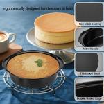 8 Inch Cake Pan, Nonstick 4 Pack Round Cake Pans with 100PCS Pre-cut Parchment Paper for Birthday Christmas, Durable Circle Cake Pan Sets with Handle for Baking Multi-Layer Cakes, Dishwasher Safe