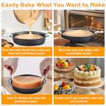 Gymdin 8 Inch Cake Pan - 3PCS Carbon Steel Round Cake Pans with 100 Pieces Parchment Paper, Non-stick & Easy Demolding, Non-toxic & Healthy