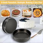 AWTBDP 8 Inch Cake Pan Set of 3, Nonstick Baking Pans Set with 100PCS Pre-cut Parchment Paper for Layer Cakes, Durable Round Cake Pans Sets for Baking for Birthday Christmas, Dishwasher Safe