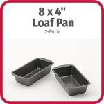 GoodCook Nonstick Loaf Pan 8 x 4-Inch Heavy-Duty Steel Bakeware with Easy-Clean Non-Stick Coating, Oven & Dishwasher Safe Pan for Meatloaf Breads Lasagnas Casseroles & More, Set of 2, Gray