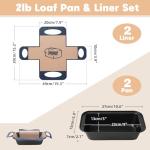 Foepoge Loaf Pan with Liners Set: 2-Pack Nonstick 9 x 5 Inch Bread Pan and Loaf Liners for Homemade Oven Baking - Rectangular Baking Tray for Kitchen Home Baker Make Sourdough Banana Sandwich Bread