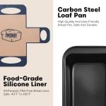 Foepoge Loaf Pan with Liners Set: 2-Pack Nonstick 9 x 5 Inch Bread Pan and Loaf Liners for Homemade Oven Baking - Rectangular Baking Tray for Kitchen Home Baker Make Sourdough Banana Sandwich Bread