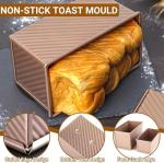 YURTKUMAS 3 Pack Set Pullman Loaf Pan with Lids, 2.2 lb & 1 lb & 0.8 lb Dough Capacity,Non-Stick Sandwich Bread Loaf Pan for Homemade Baking Bread