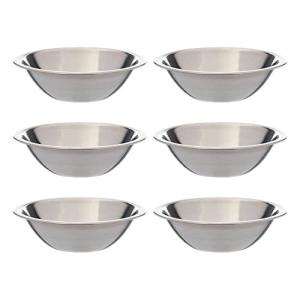 SET OF 6-6 1/2 Inch Wide Stainless Steel Flat Rim Flat Base Mixing Bowl