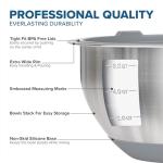 Viking Mixing Bowls Set, 10 Piece Stainless Steel Kitchen Cookware, Non-Slip Silicone Base, Includes Tight Fit Lids, Dishwasher Safe, Grey