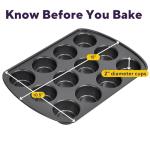 Wilton Gold Non-Stick 12 -Cup Muffin Pan, Cold-Rolled Steel Bakeware, Made without PFAS, 10.5 x 15 x 1.4 in, Packaging May Vary