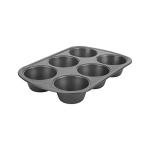 GoodCook Everyday Nonstick Steel Jumbo Texas Muffin Pan, 6-cup, Gray