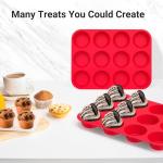 Redfly 2 Pack Silicone Muffin Pan & Cupcake Pans for Baking - 12 Cup Regular Size BPA Free Egg Bites Molds