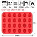 CAKETIME Silicone Muffin Pan Mini 24 Cups Cupcake Pan, Nonstick Food Grade Silicone Mold Baking Pan 1 Pack