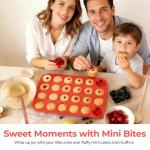 CAKETIME Silicone Muffin Pan Mini 24 Cups Cupcake Pan, Nonstick Food Grade Silicone Mold Baking Pan 1 Pack