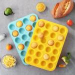 VRUIFA 2PCS Silicone Mini Muffin Pan, 24 Cups Nonstick Mini Cupcake Pan for Baking, BPA Free and Dishwasher Safe, Great for Making Muffin Cakes, Tart, Bread and Egg Bites