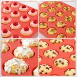 CAKETIME Silicone Muffin Pan Mini 24 Cups Cupcake Pan, Nonstick Food Grade Silicone Mold Baking Pan 1 Pack