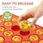 CAKETIME Silicone Muffin Pan Mini 24 Cups Cupcake Pan, Nonstick Food Grade Silicone Mold Baking Pan 1 Pack
