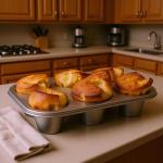 wivplik Nonstick Popover Pan, Extra Deep,6-Cup Capacity, Heavy-Duty Steel,13x9inch,Compact Design Fits Small Ovens,450°F Oven Safe