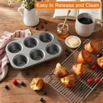 wivplik Nonstick Popover Pan, Extra Deep,6-Cup Capacity, Heavy-Duty Steel,13x9inch,Compact Design Fits Small Ovens,450°F Oven Safe