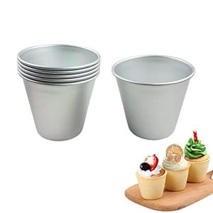 Proshopping 6 Packs Popover Pan， Large Individual Muffin Mold, Aluminium Pudding Cup, Chocolate Molten Mould, Raspberry Souffle Baking Maker, Brownie Tumbler -for Pie, Egg Tart, Cake (Size 3.4"x 3.2")