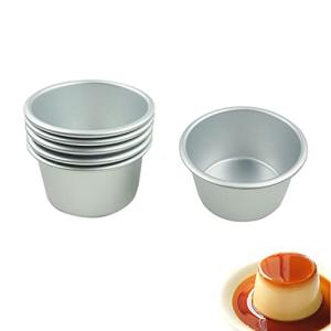 Proshopping 6 Packs Popover Pan， Large Individual Muffin Mold, Aluminium Pudding Cup, Chocolate Molten Mould, Raspberry Souffle Baking Maker, Brownie Tumbler -for Pie, Egg Tart, Cake (Size 3.4"x 2")