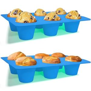 Sidosir 2Pcs Popover Pan for Baking - Professional Extra Deep Silicone Popover Molds, Non-Stick, Easy to Clean, Grade Materials
