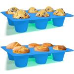 Sidosir 2Pcs Popover Pan for Baking - Professional Extra Deep Silicone Popover Molds, Non-Stick, Easy to Clean, Grade Materials