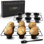 EVODAE® Popover Pans Set of 2 – 12-Cup (2×6) Pro-Grade Carbon Steel, Strong & Durable Build – Nonstick, PFOA & PTFE Free – Popover & Yorkshire Pudding Pan – Carefully Packaged in a Clean Black Box