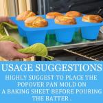 Sidosir 2Pcs Popover Pan for Baking - Professional Extra Deep Silicone Popover Molds, Non-Stick, Easy to Clean, Grade Materials