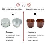 Proshopping 6 Packs Popover Pan， Large Individual Muffin Mold, Aluminium Pudding Cup, Chocolate Molten Mould, Raspberry Souffle Baking Maker, Brownie Tumbler -for Pie, Egg Tart, Cake (Size 3.4"x 2")