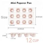 DWWTKL 12-Cavity Popover Pan Non-Stick Yorkshire Muffin Puddings Cake Quiches Cupcake Mold Bakeware for Oven Baking (Champagne Gold)